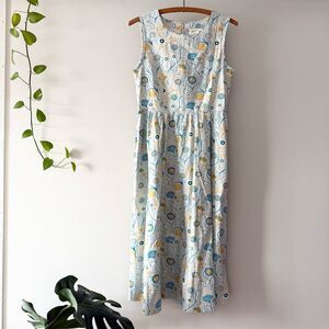 Mata Traders Sydney Midi Dress in‎ Blue Suzani S